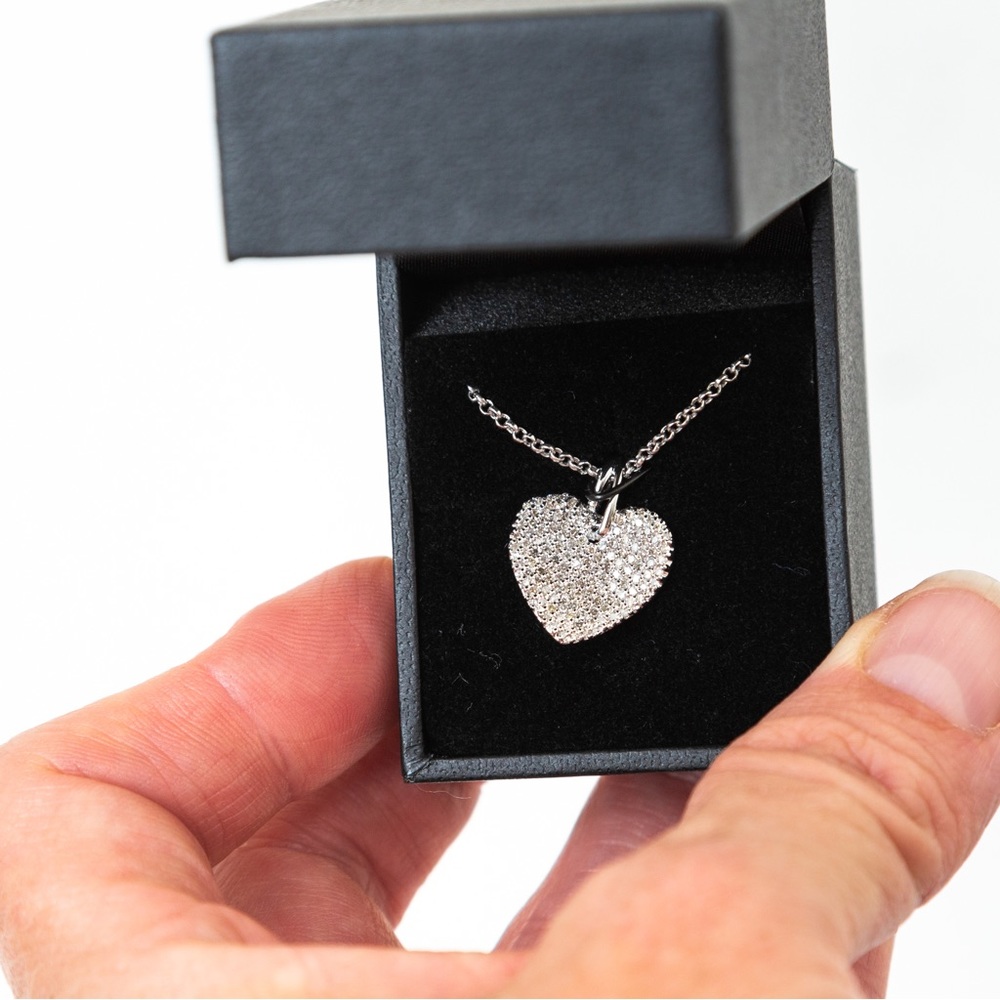 White diamond heart pendant necklace .55 ctw